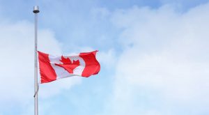 canadian flag flapping in the wind