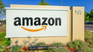 the amazon logo displayed on a sign outdoors
