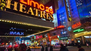 Neon sign of an AMC (AMC) theater