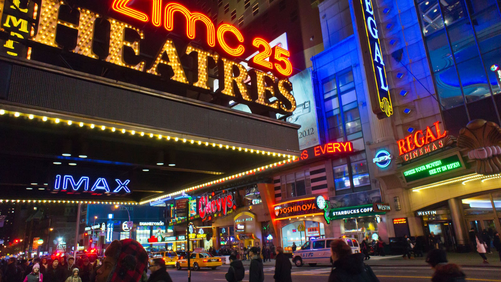 Neon sign of an AMC (AMC) theater, APE stock