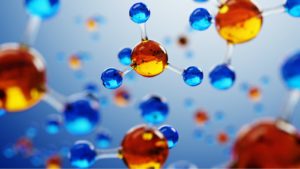 floating molecules representing biotech stocks like SRNE stock