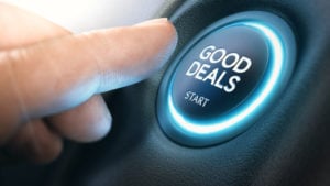 Finger on button that reads 'good deals.' Bargain Stock Opportunities