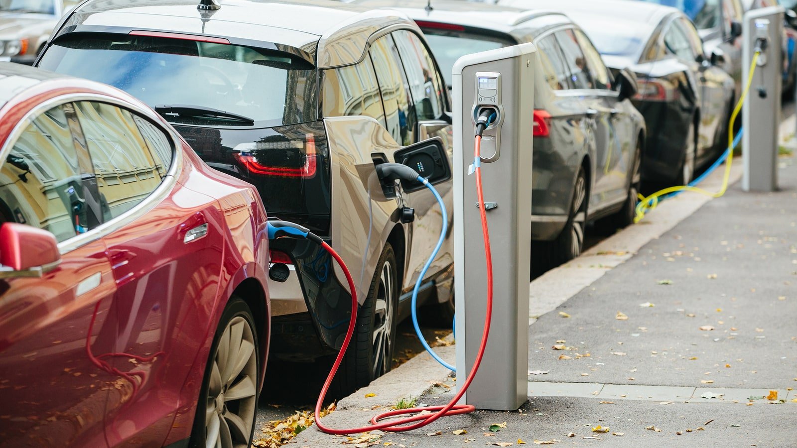 Stocks electric store car charging stations