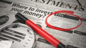 newspaper with "etf" circled, international etfs