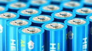 numerous blue-colored batteries