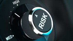 Button with the word risk pointing between medium and high level, 3D render suitable for risk management or decision-making process situation. represents risk tolerance. High-Risk Stocks