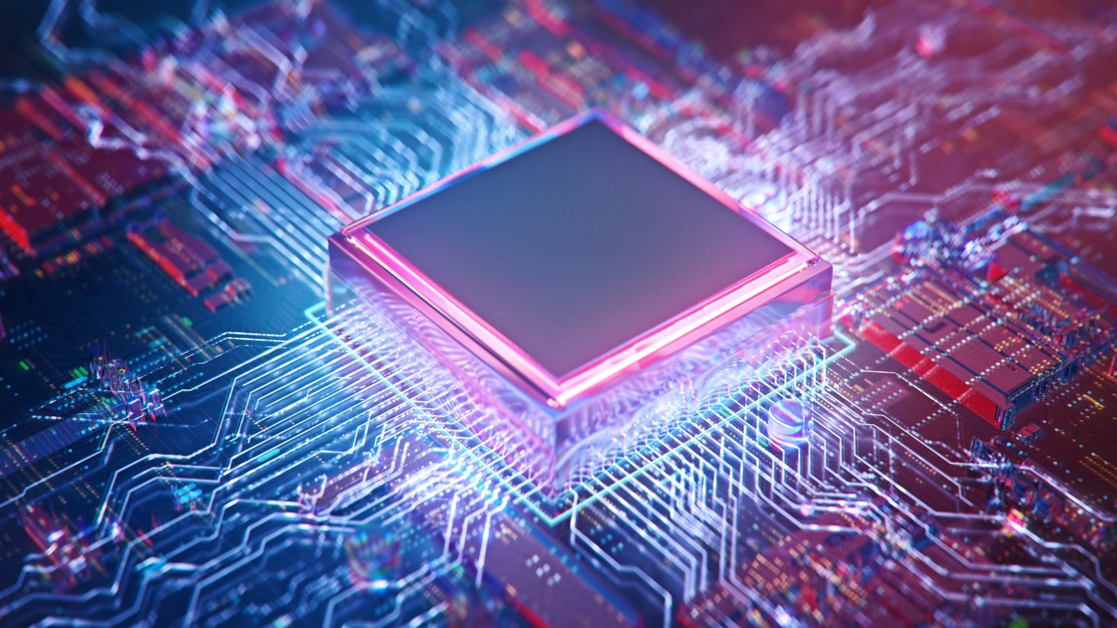 Chip Stocks. AI. Circuit board. Technology background. Central Computer Processors CPU concept. Motherboard digital chip. Tech science background. Integrated communication processor. 3D illustration representing semiconductor stocks
