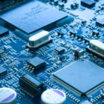 semiconductor stocks Close-up electronic circuit board. technology style concept. representing semiconductor stocks