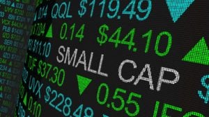 a ticker board that says "SMALL CAP" among various ticker increases