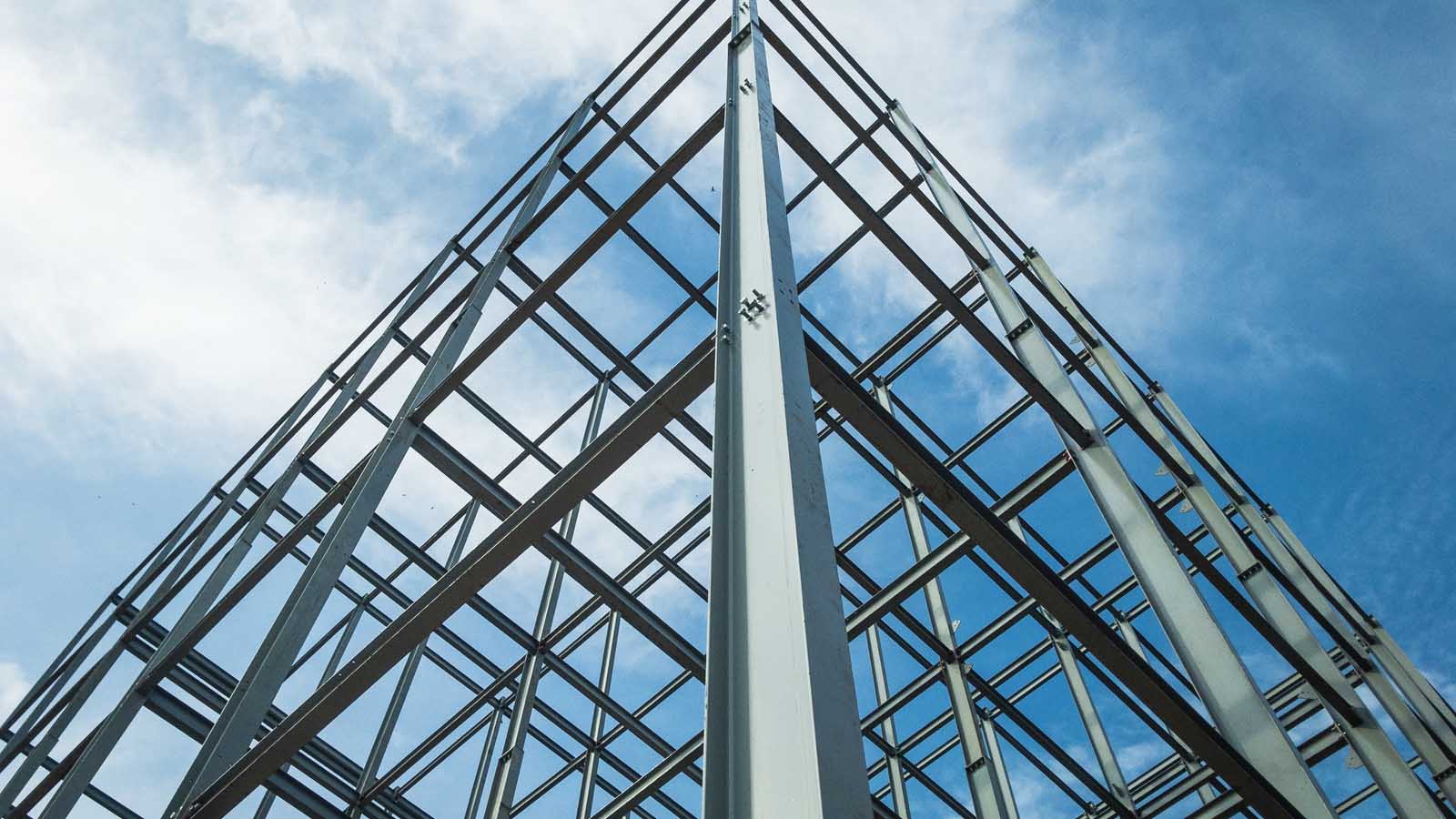 a steel frame for a building