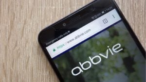 abbvie (ABBV Stock) website and logo on mobile phone