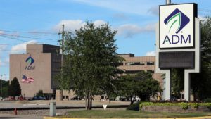 Archer-Daniels-Midland (ADM) logo on office campus sign