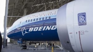 Image of Boeing (BA) airplane in a hanger.