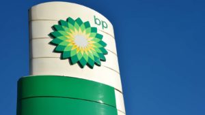 BP (BP) sign with blue sky background, represents BP stock