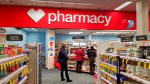 A CVS (CVS) pharmacy counter at a drugstore in Revere, Massachusetts.