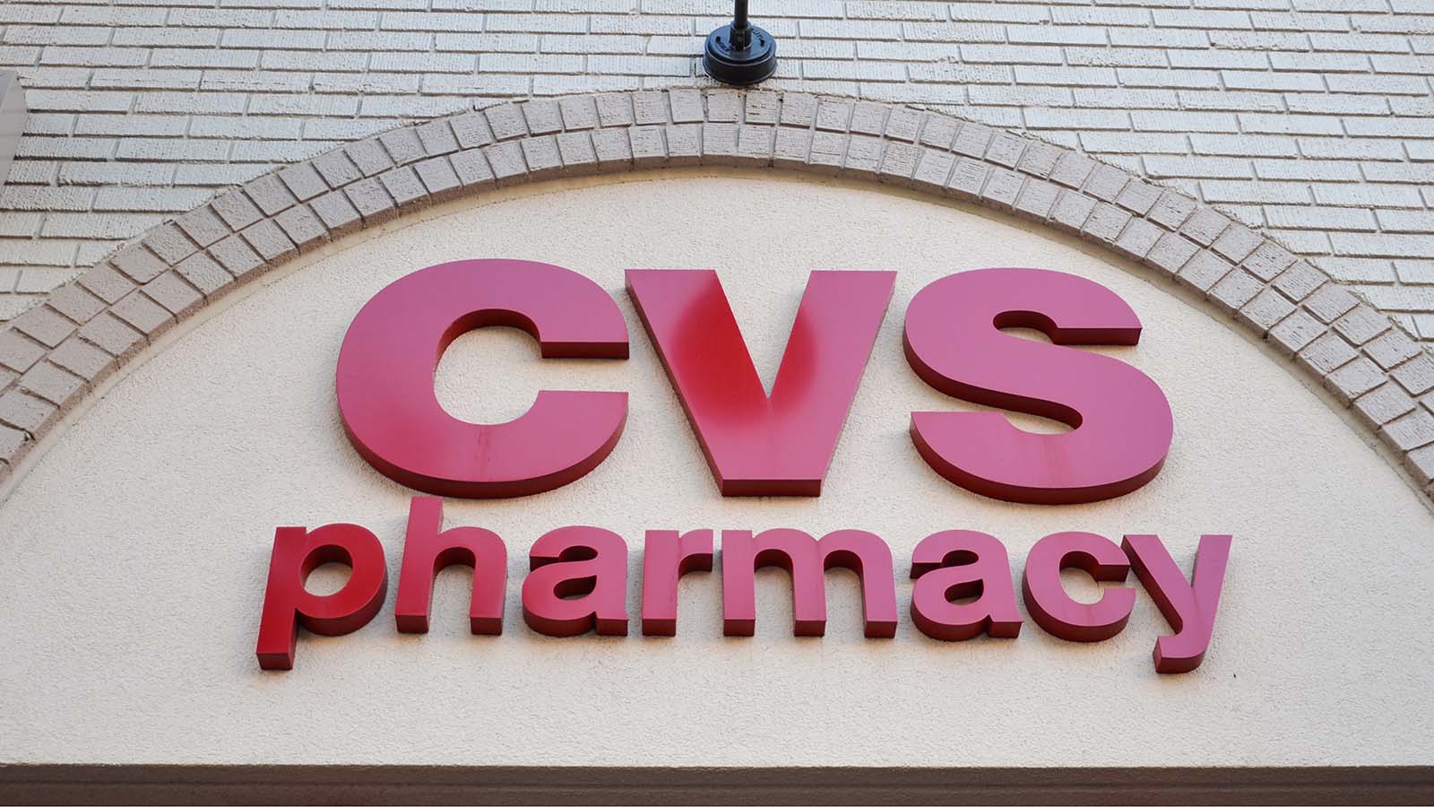 The front sign for a CVS Pharmacy, CVS stock OSH Stock.