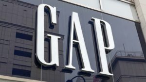 GPS stock: a close up of a Gap logo on a building