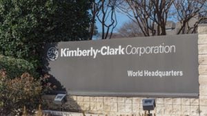 Kimberly Clark (KMB) sign, positioned outside the world headquarters' main entrance.