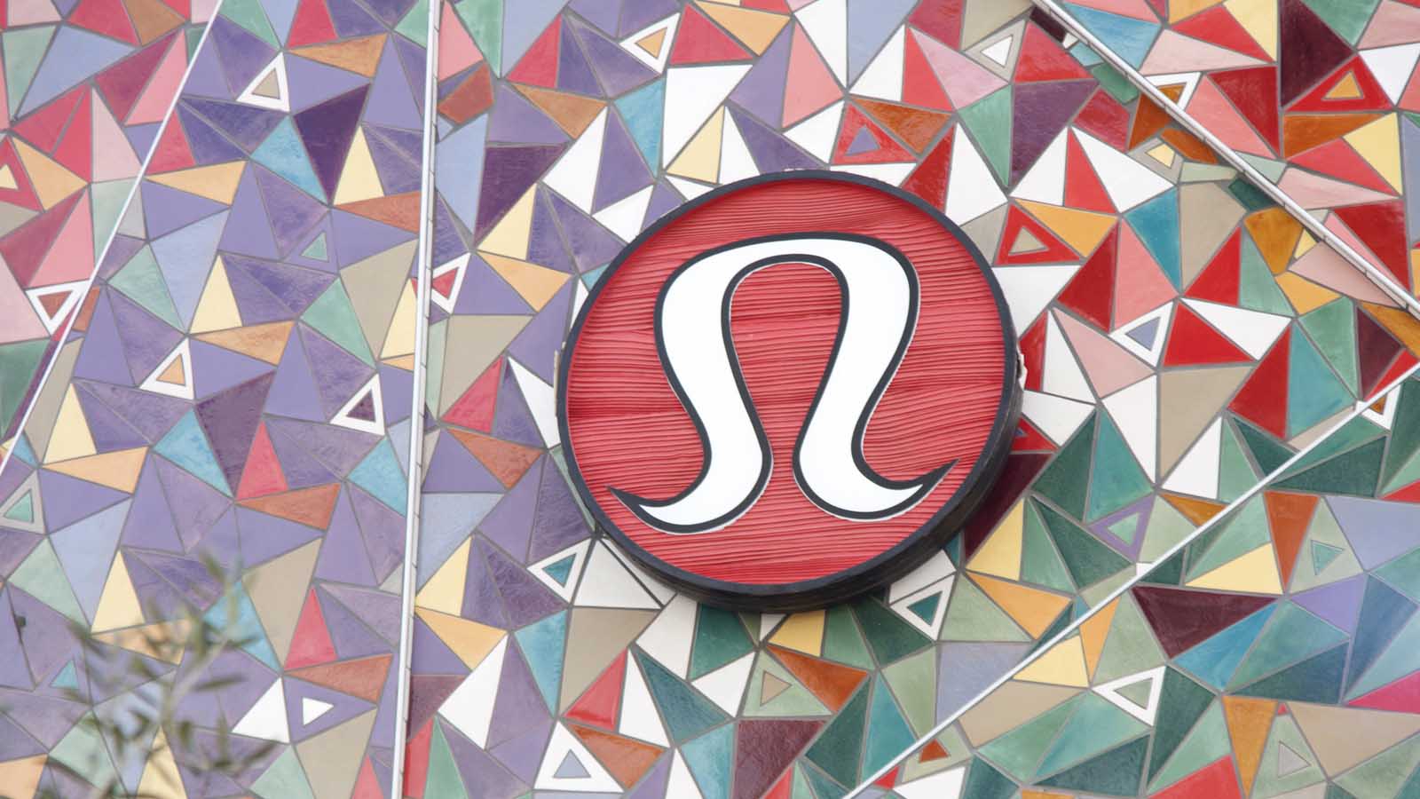 the lululemon (LULU Stock) logo on a mosaic-style wall