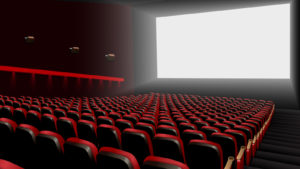 An empty movie theater.