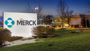 A photo of a Merck & Co Inc (MRK) sign outside a building.