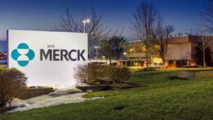 Merck sign representing today's deal boosting ABSI stock.