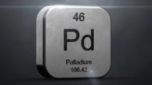 The periodic table shows element 46, Palladium.