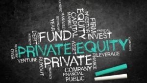 A word cloud of private equity concepts is written on a chalkboard. invest in Engiven stock