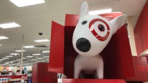 an image of bullseye the target (TGT) dog in a target store