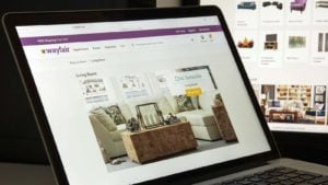 wayfair (W) website on a laptop screen