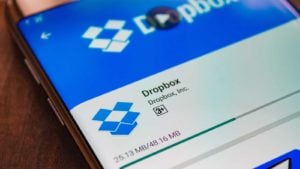 an image of the dropbox (DBX) website displayed on a smartphone screen