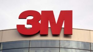 3M (MMM) logo on top of a corporate building