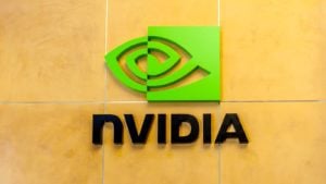 NVIDIA (NVDA) logo on wall