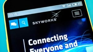 the Skyworks (SWKS) website is loading on a smartphone