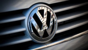 the Volkswagen logo displayed on the grille of a car