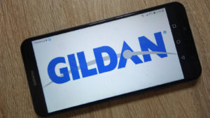GIL stock: the Gildan logo on a phone