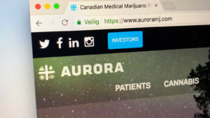 Aurora Cannabis (ACB) logo on a web page
