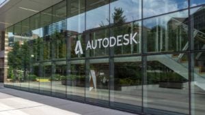 Πινακίδα Autodesk (ADSK) σε γραφείο στο Τορόντο του Καναδά.