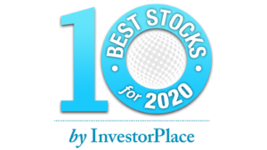 Bright blue logo that reads "10 Best Stocks for 2020 by InvestorPlace."