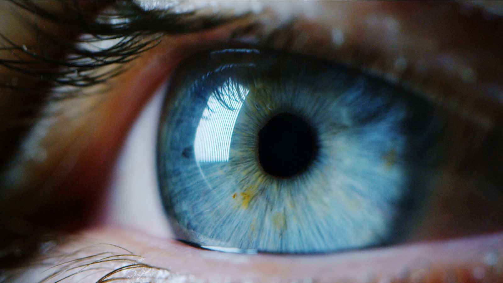 A close-up human eye representing UBX Stock.