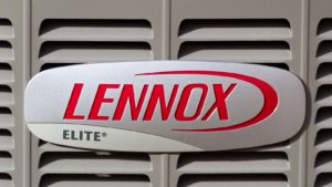 Lennox International, Inc. (LII) logo on a gray vent