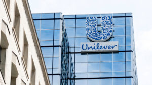 unilever (<b><a href='/stocks/UL'>UL</a></b>) logo on a corporate building