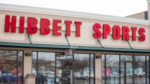 Image of a red Hibbett Sports (HIBB) sign above one of the chain's stores