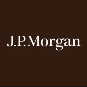The J.P.Morgan logo displayed on a brown background