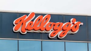 Kellog's (K) logo on a corporate building