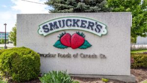 company sign outside smucker's headquarters SJM stock