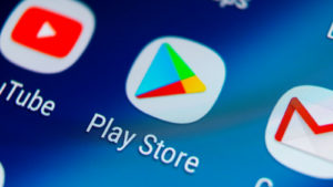 the google play store, youtube and gmail apps on a cellphone screen