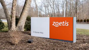 Zoetis sign outside the company's headquarters