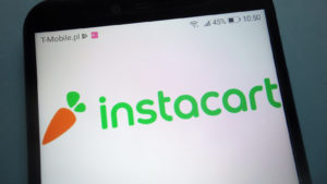 Upcoming IPOs: Instacart logo on white smartphone screen