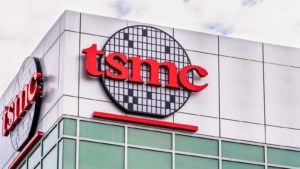 image of TSM semiconductor office building representing TSM stock.